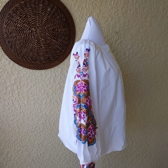 Goodnight Macaroon embroidered button down balloon sleeve blouse women's small - Picture 4 of 6